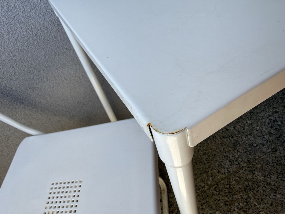 Set Masă+2scaune pliante, exterior, alb