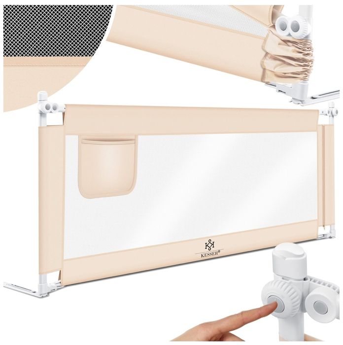 Защитна ограда за детско легло, размери 180 см x 44 см x 72-96 см