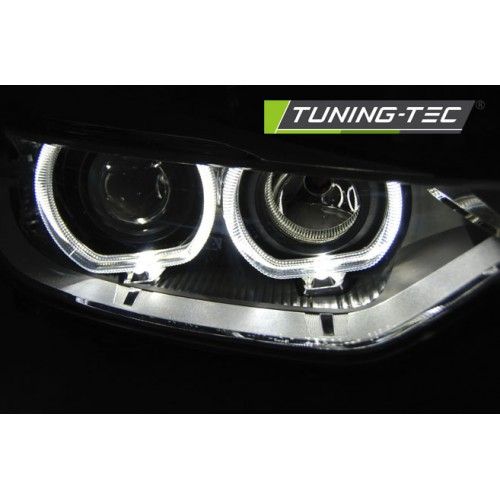 Faruri BMW F30/F31 ANGEL EYES LED BLACK- Noi cu factura -12 rate-