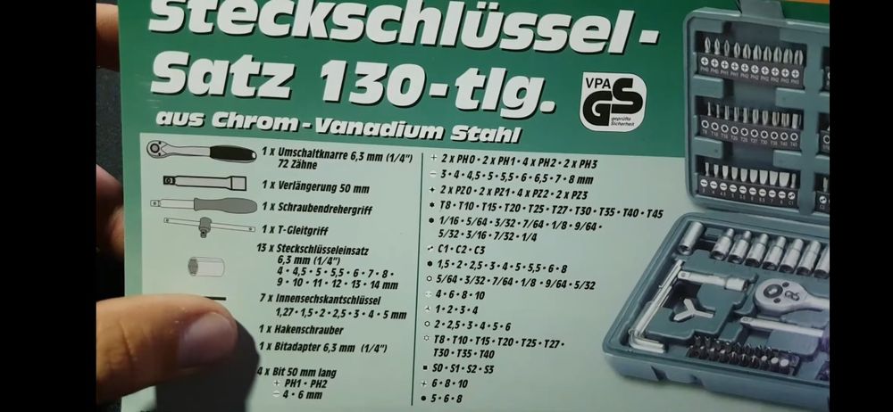 Комплект гаечни ключове 130  броя от хром-ванадиева стомана