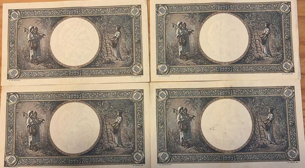 Bancnote 1000 lei 1941, 4 buc consecutive, stare foarte buna