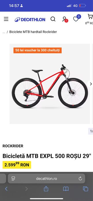 Bucicleta Rokrider MTB EXPL 500 ROȘU 29" GARANTIE
