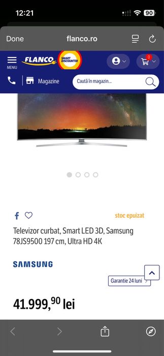 televizor Samsung UE78JS9500L crapat