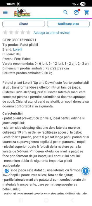 Patut Lorelli pliabil cu 2 nivele+saltea
