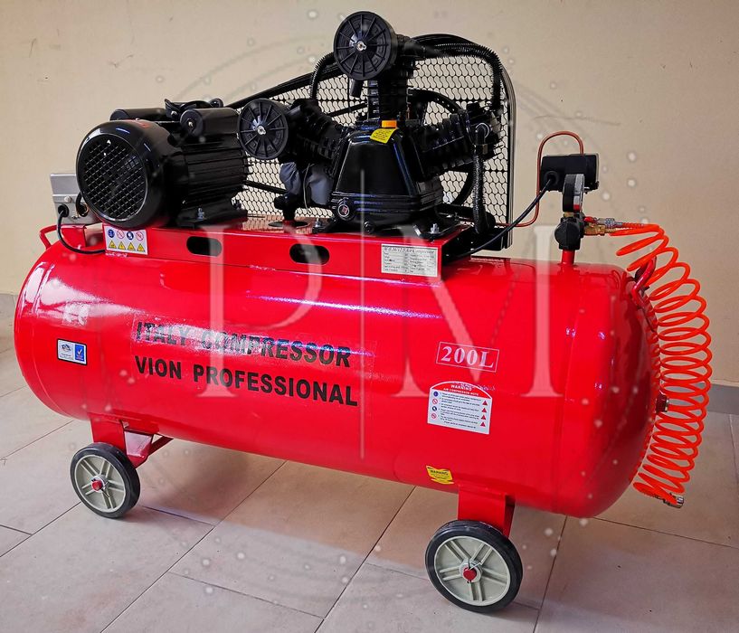 Монофазен компресор за въздух 200 литра с усилен дебит и гаранция