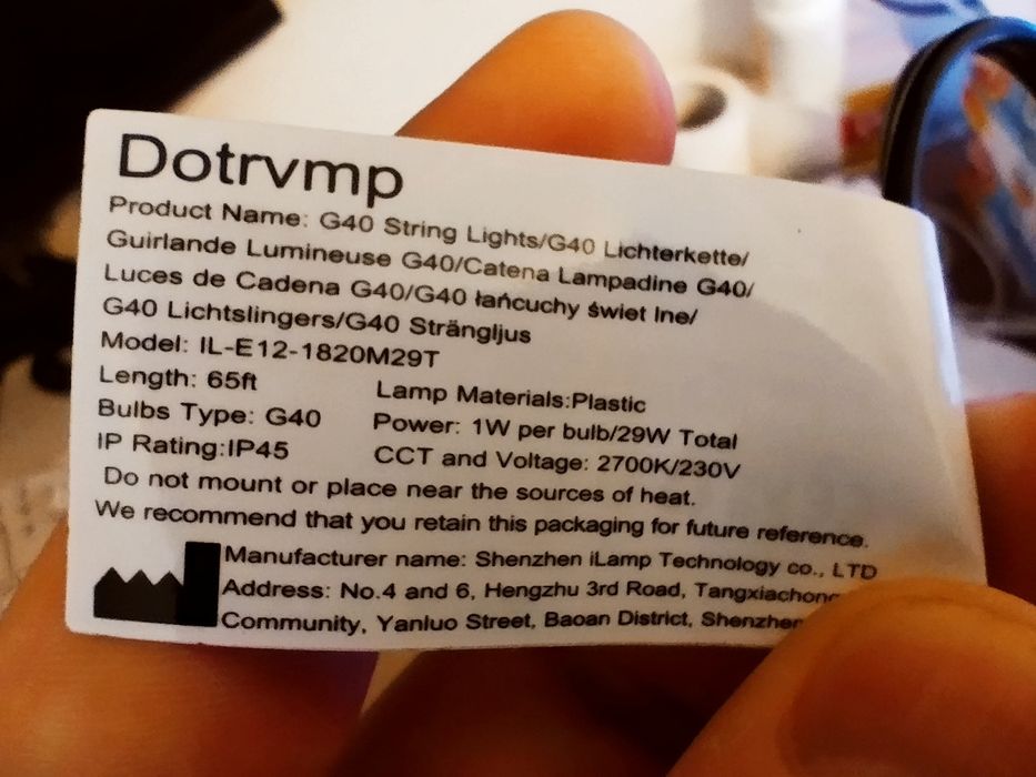 Ghirlandă LED 20m, 27 becuri G40 2700K