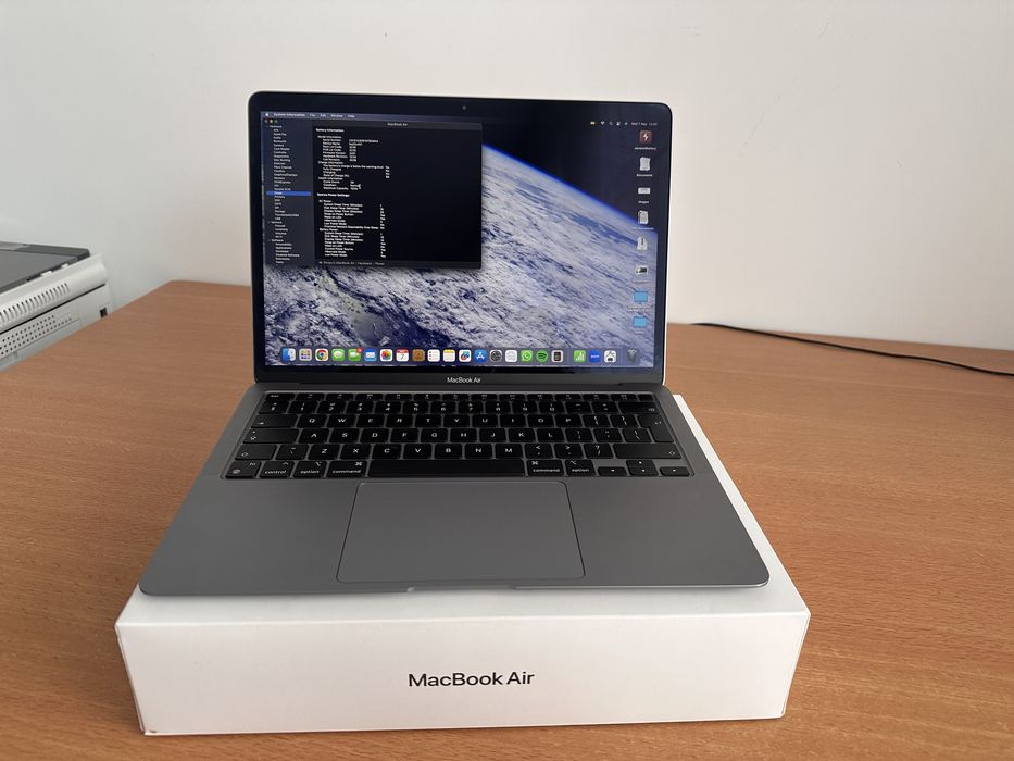 MacBook Air M1 13” 8GB RAM 256GB SSD | Baterie 100% | 104 cicluri | Cutie originală