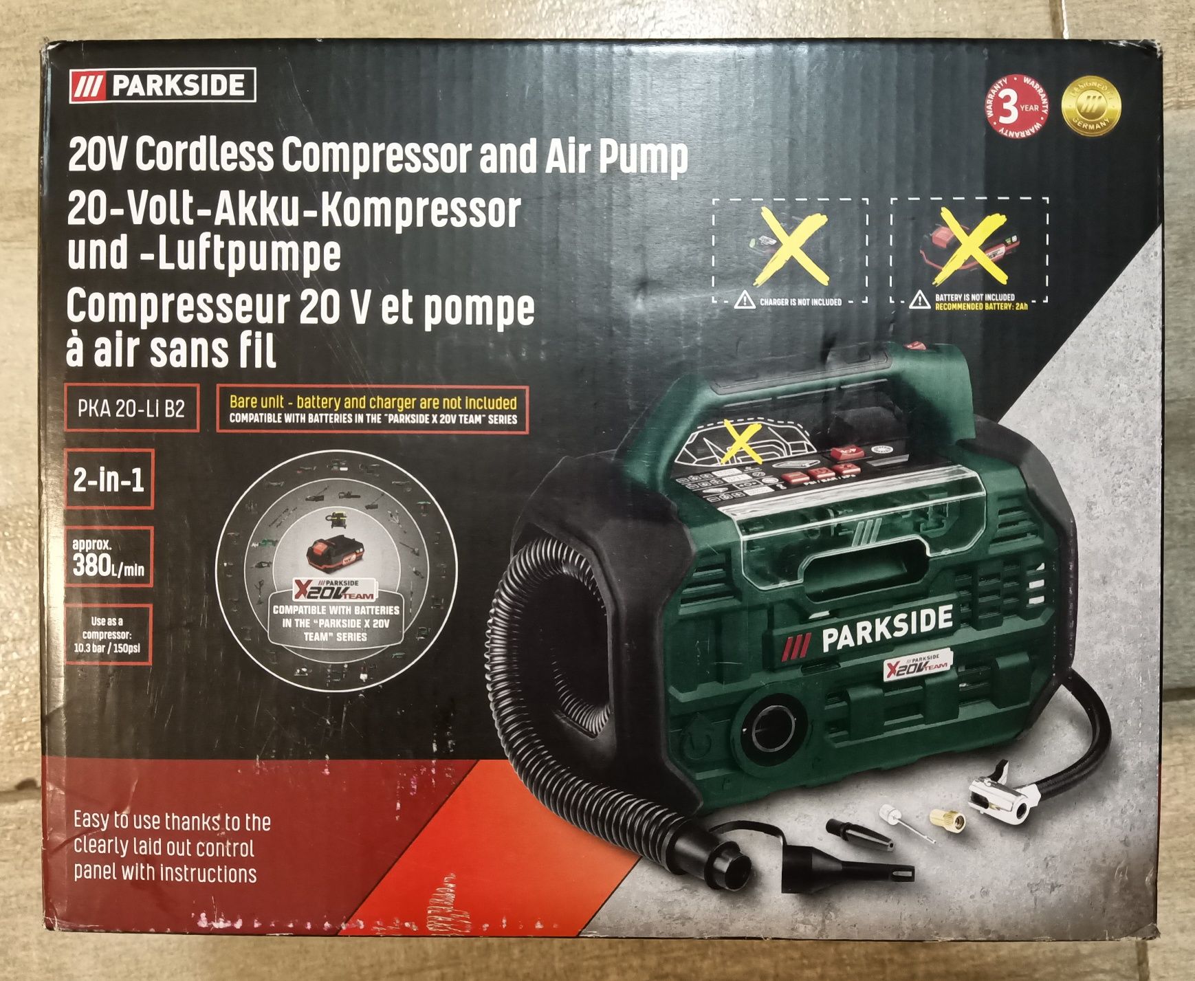Instructions de pompe à air PARKSIDE PKZ 180 C5 avec compresseur à