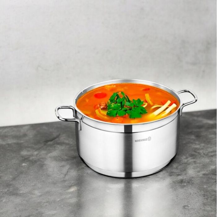 Oala cu capac din inox, 30 x 15 cm, capacitate 11 litri, compatibila