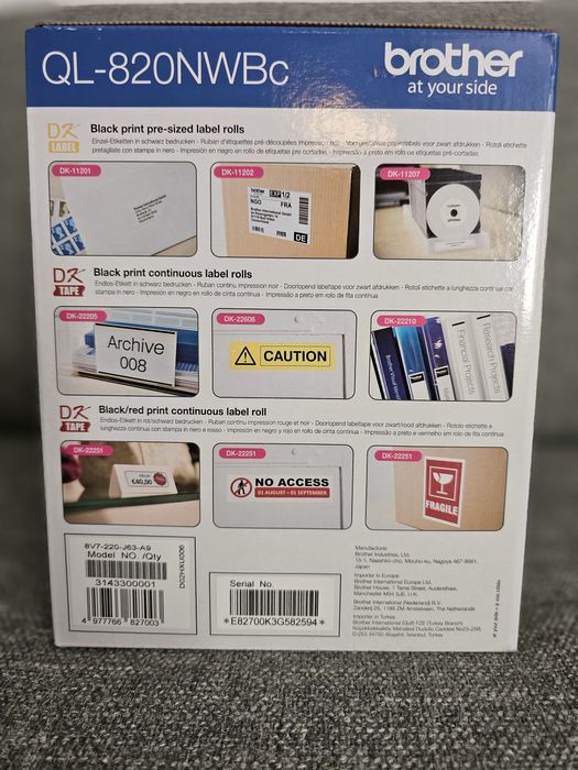 Brother QL-820NWB nou, sigilat, 900 lei – imprimantă etichete USB/WiFi/Bluetooth, rapidă