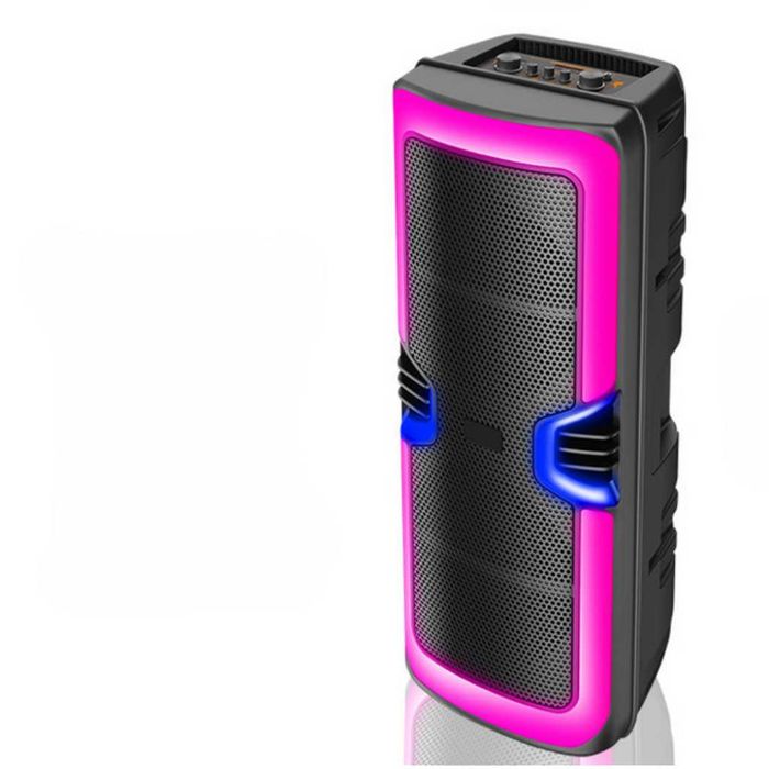 Активна Караоке Тонколона 2х8 инча с Безжичен Микрофон и RGB светлини