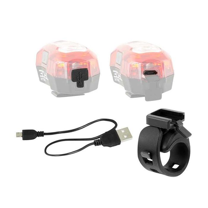 Задна LED стоп светлина за велосипед FORCE DEUX, 40 LM,  5x LED, USB