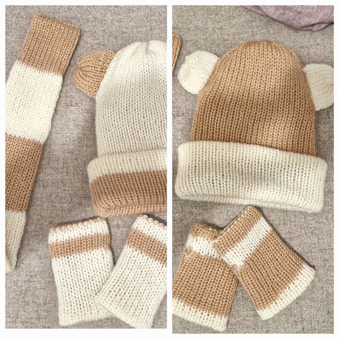 Шапка, шал и ръкавички без пръсти с Кашмир и мерино