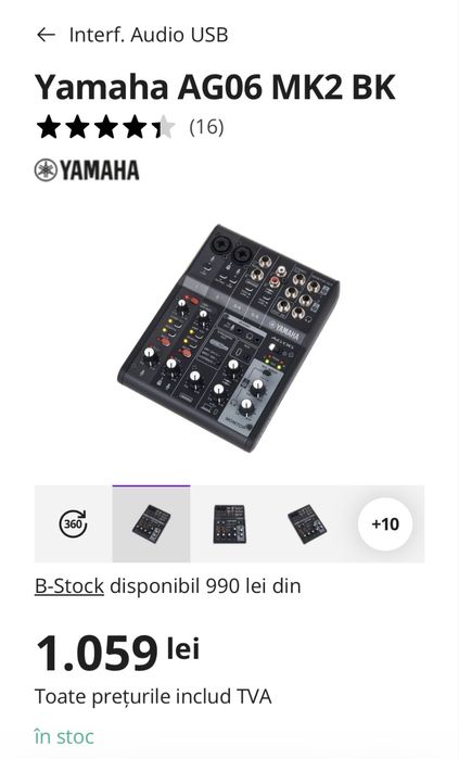 Boxe Yamaha MP5 + Mixer AG06 pentru studio