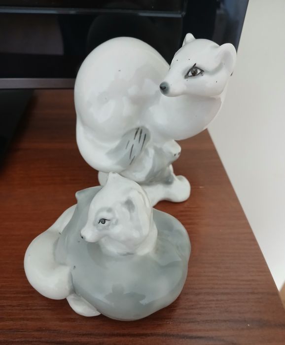 Фарфоровые статуэтки Песцы 1954г. СССР