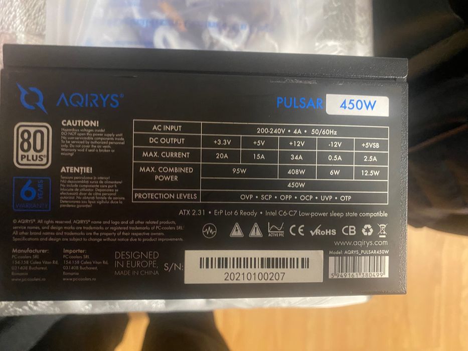 Sursa PC 450w AQIRYS rgb led