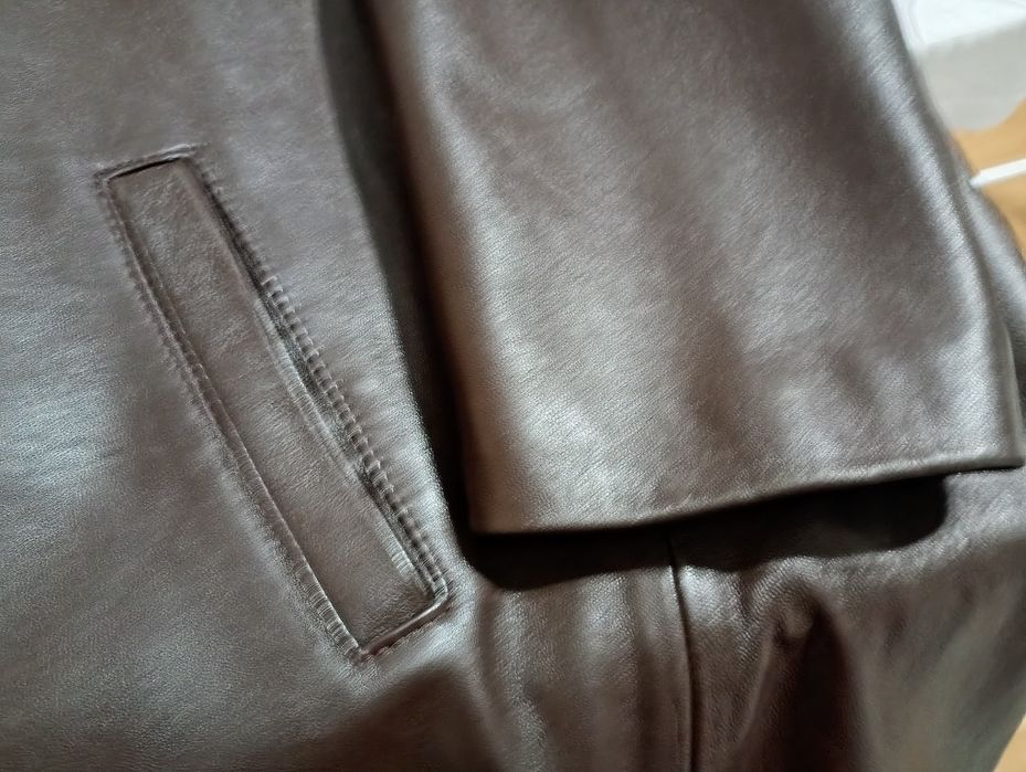 Sacou piele bărbați maro, din miel, mărimea 56 România, Primăvară-Toam