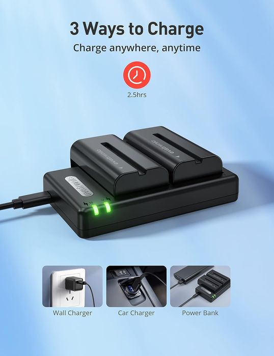 Incarcator dual + 2 acumulatori NP-F550 pentru Sony F960 F770 F750 etc