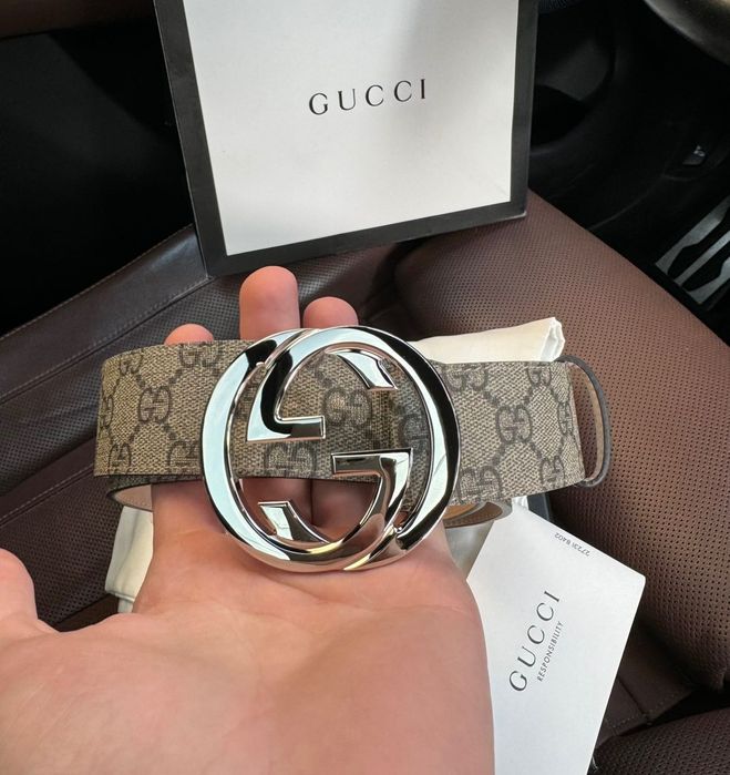 Curea originală Gucci Supreme bej noua cu factura
