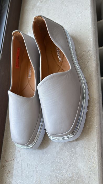 Pantofi NOI Flavia Passini Italia  loafer piele naturala bej grej  36