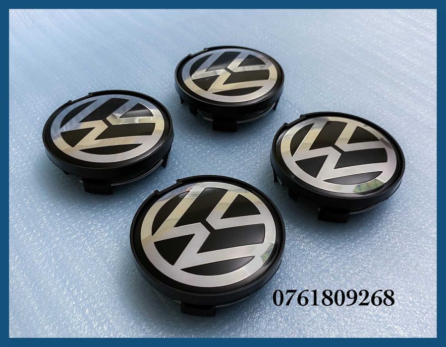 Set 4 capace 63mm 7D0601165 jante aliaj VW Golf Jetta Passat Tiguan