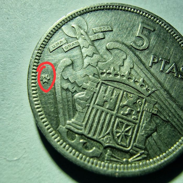 Francisco Franco 5 Pesetas 1957 Spania Foarte Rară Original