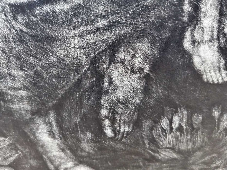 Tablou vechi - gravura - materna - nesemnata