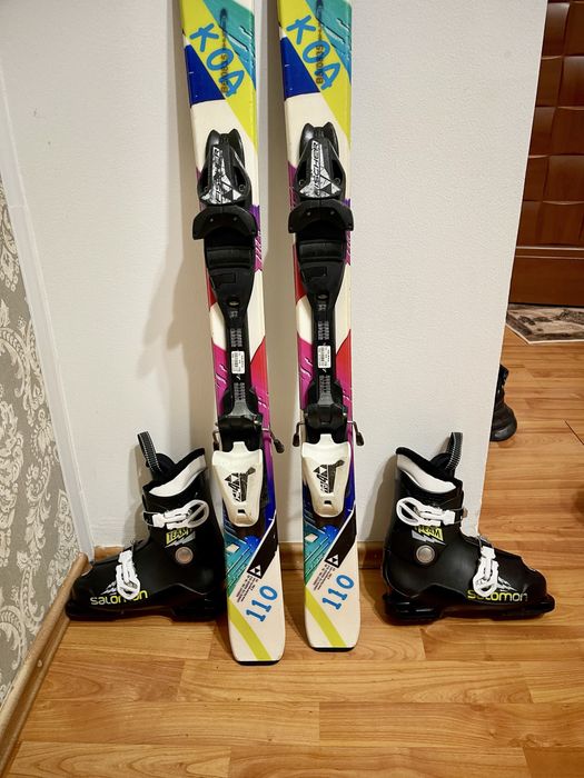 Schiuri copii 110 cm fischer cu clapari set skiuri