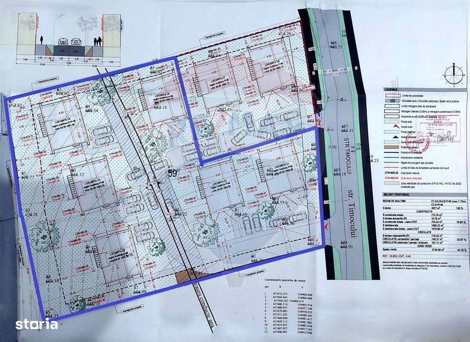 Proiect autorizat (AC) pentru constructia a 6 vile individuale P+M
