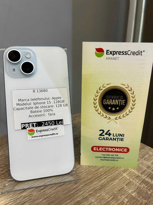 Telefon Iphone 15 (AG42 B.13680) GARANTIE 24 LUNI
