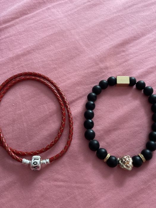 Bratara argint si piele