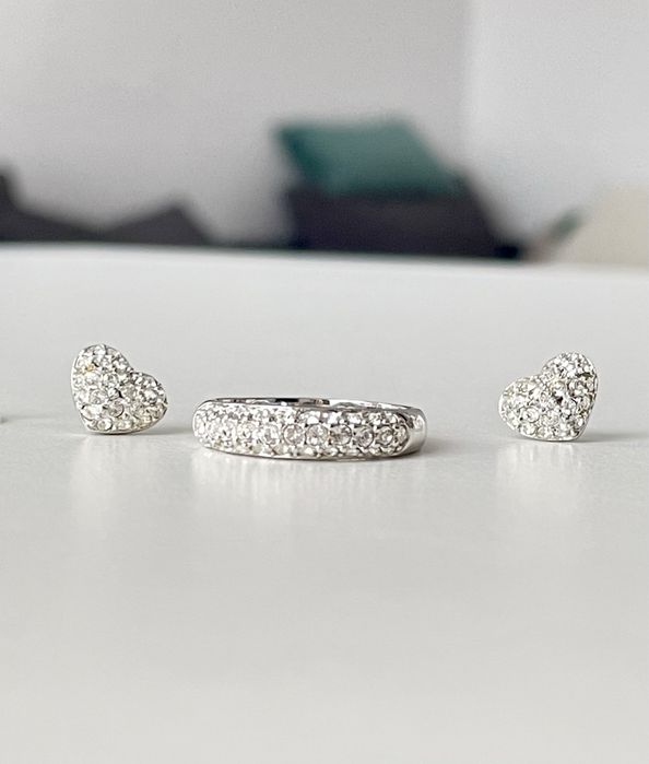 Swarovski сребърен пръстен и сребърни обици