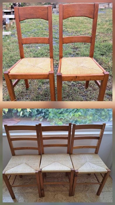 Дървени столове с ратанови седалки