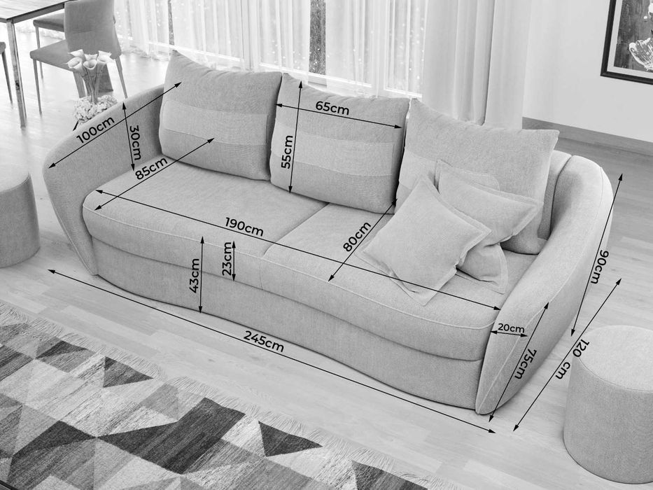 Canapea Velur Cappuccino - Transport Gratuit in 4-10 zile