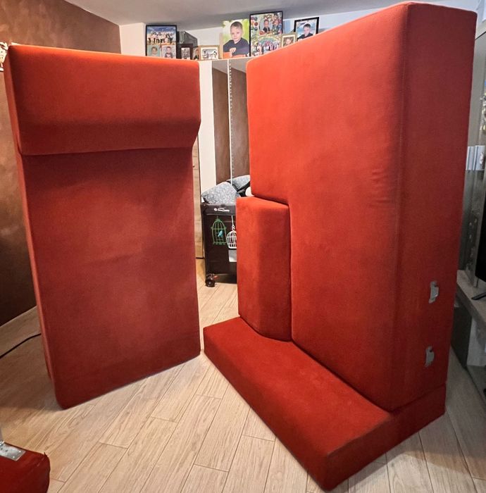 Coltar living extensibil pe dreapta Hugo, cu lada, caramiziu