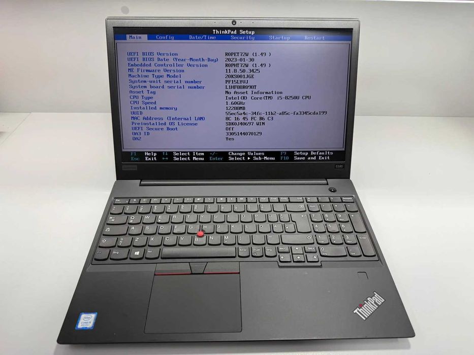 Laptop SH Lenovo E580 i5-8250U 12Gb RAM Ssd 256Gb 15.6 inch display