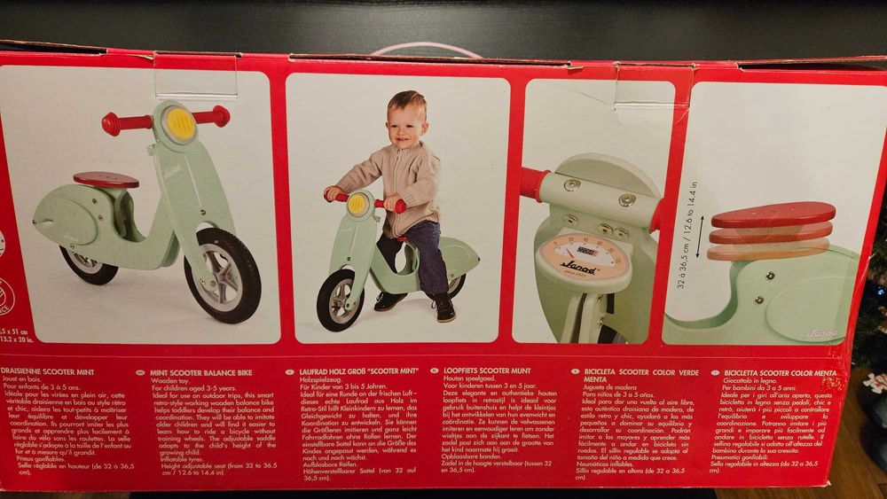 Bicicleta copii din lemn fara pedale JAROD Mint Scooter NEFOLOSITA