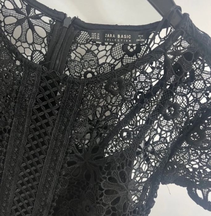 Rochie neagra Zara din dantela marimea M