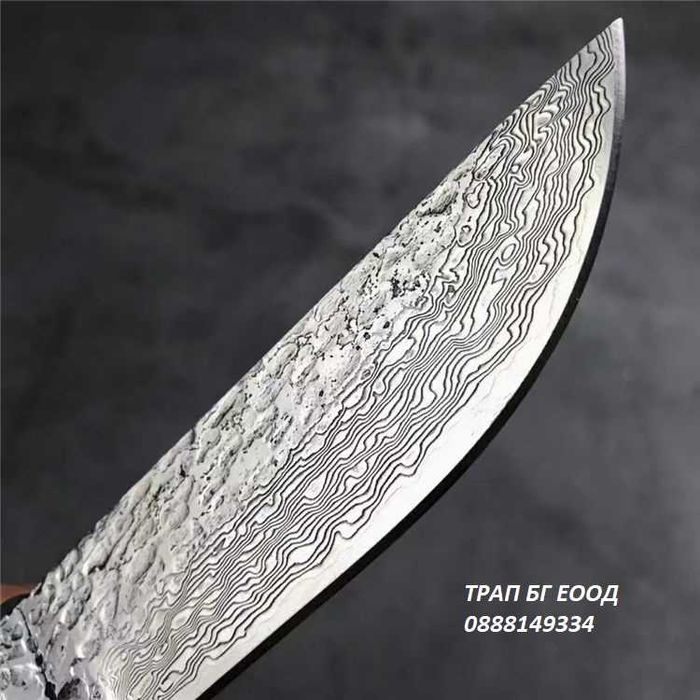 Ловен нож DMK-26  Дамаскова стомана, VG10 и Абанос ест. Кожа Loven noj