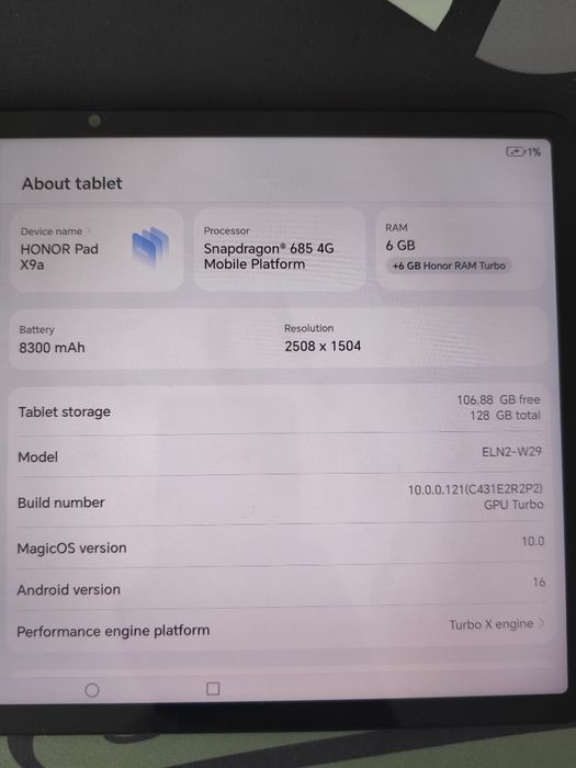 Tableta HONOR Pad X9a, 11.45", 6GB RAM, 128GB