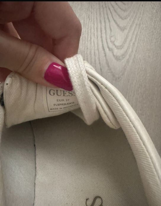 Guess sneakers white and gold glitter real leather