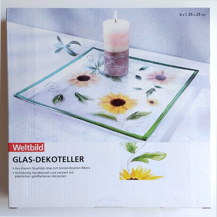 Farfurie decor sticlă Weltbild pictată manual