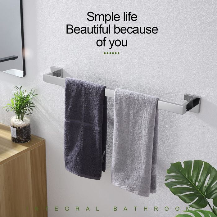 Set accesorii baie cu suport prosoape, hartie si halate