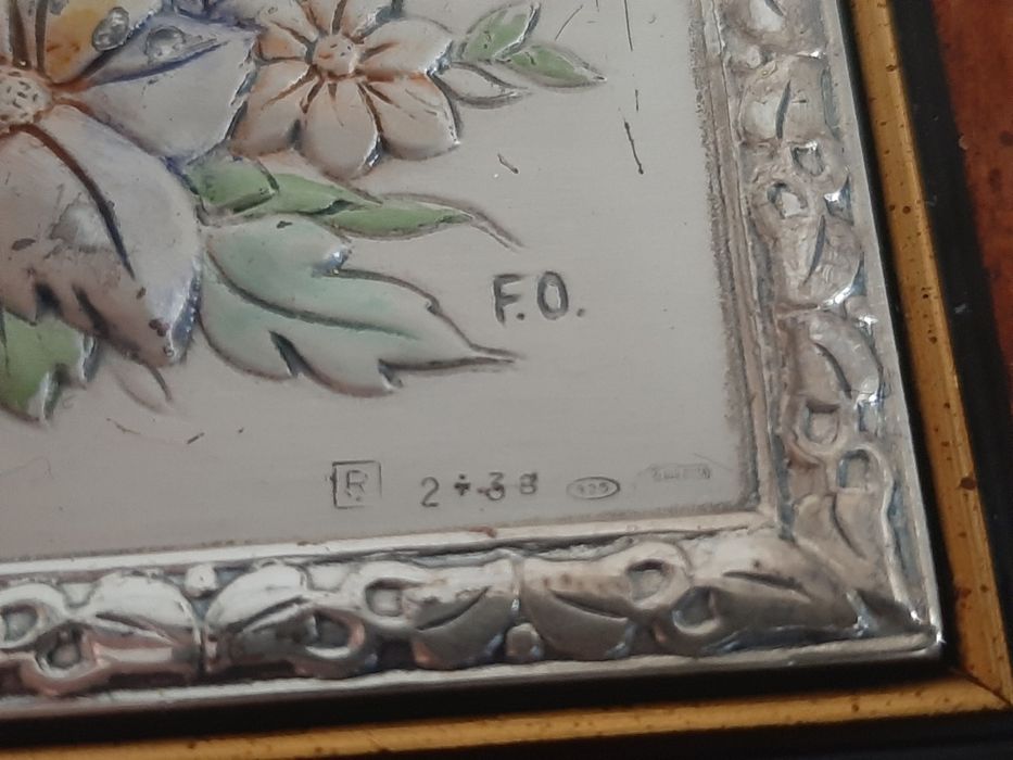 Casetă/ cutie  bijuterii vintage din lemn cu aplicație din ARGINT 925,