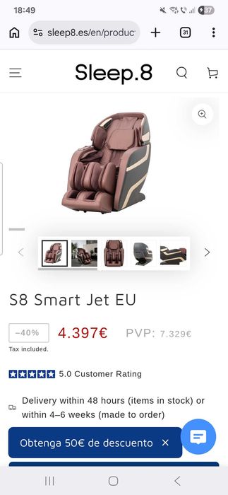 Scaun Masaj Sleep8 Smart Jet
