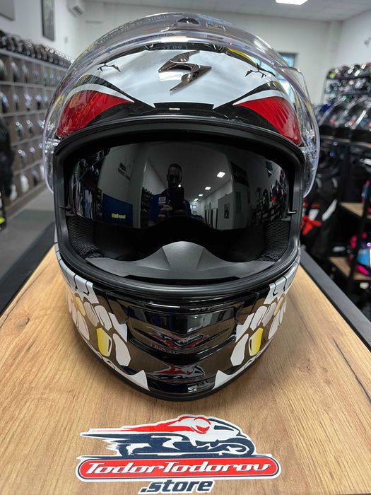 ТОП ЦЕНА Мото Каска Scorpions Exo 491 Pirate, вградени очила, L 59-60