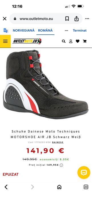 Vând Pantofi Dainese Moto