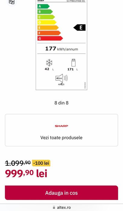 Vând frigider Sharp