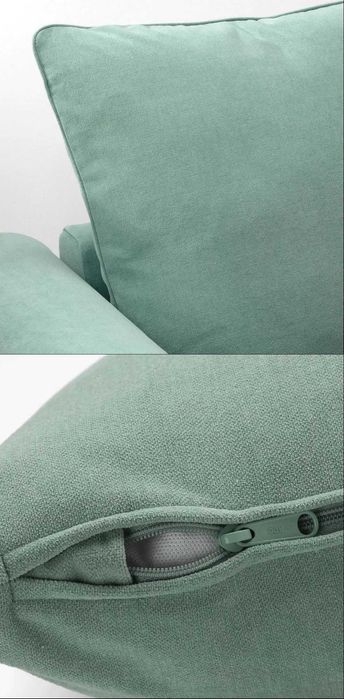 Canapea Gronlid IKEA (3 locuri, verde deschis, taburet)