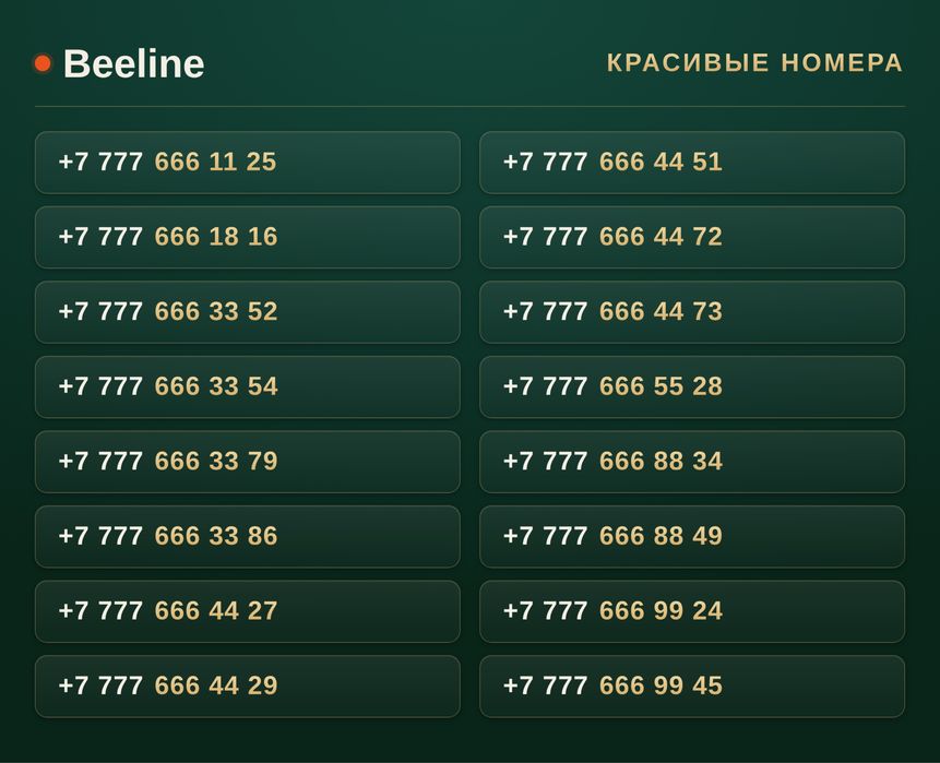 VIP номера Beeline / Красивые номера